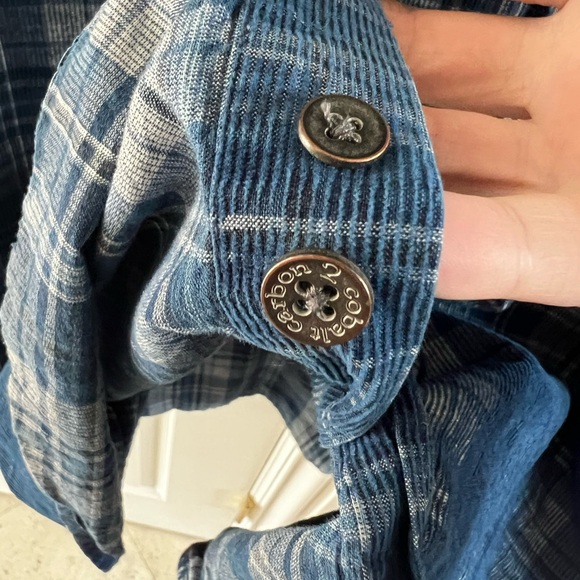 Men’s Large Blue Lightweight Corduroy Button Down Shirt - Picture 5 of 8